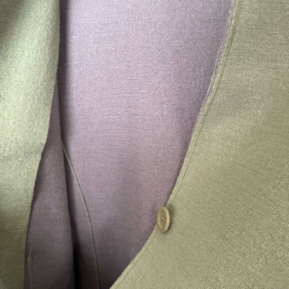 EILEEN FISHER | Merino Wool Doubleknit Button Front Cardigan Green Gray | M - Picture 9 of 11